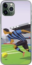 Geschikt voor iPhone 11 Pro hoesje - Een illustratie van spelers die voetballen in een stadion - Jongetje - Meisjes - Kinderen - Siliconen Telefoonhoesje