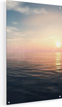 Artaza Glasschilderij - Zee Water Tijdens Zonsondergang - 40x60 - Plexiglas Schilderij - Foto op Glas