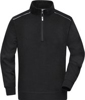 James & Nicholson Solid sweater met rits JN895 - Zwart - L