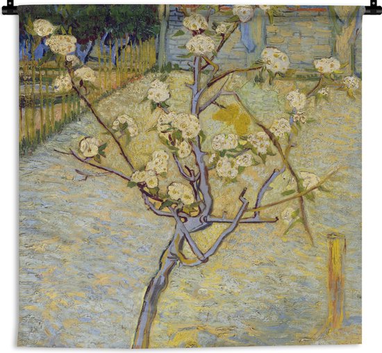 Wandkleed - Wanddoek - Perenboompje in bloei - Vincent van Gogh - 60x60 cm - Wandtapijt