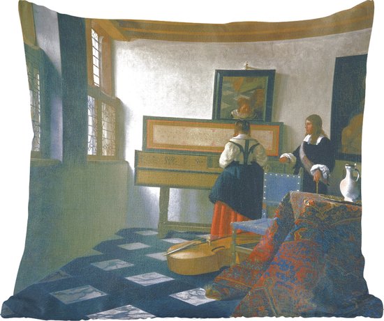 Sierkussens - Kussentjes Woonkamer - 60x60 cm - De muziekles - Johannes Vermeer