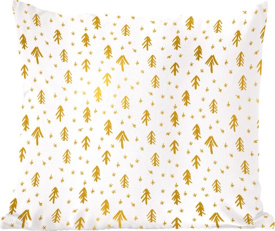 Sierkussens - Kussentjes Woonkamer - 45x45 cm - Dennentak - Goud - Patronen - Kerstversiering - Kerstdecoratie voor binnen - Woonkamer