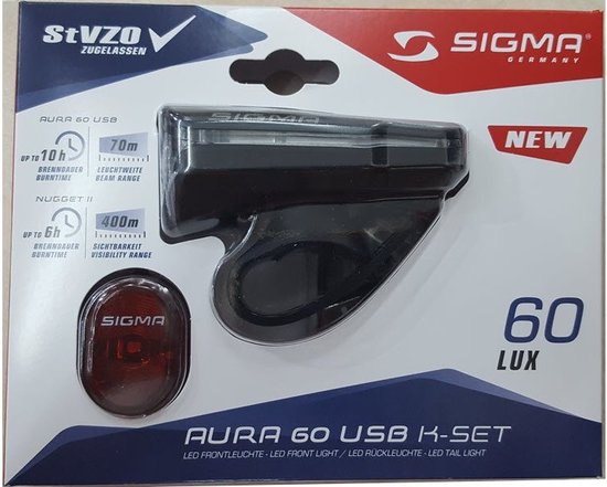 Sigma Aura 60 USB + Nugget II Fiets Verlichtingsset - 60 Lux — afbeelding 3