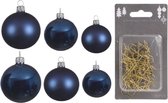 Groot pakket glazen kerstballen donkerblauw glans/mat 50x stuks - 4-6-8 cm incl haakjes