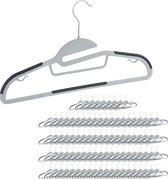 Relaxdays 90x kledinghanger - rokhanger antislip - stropdashouder - haak draaibaar- grijs
