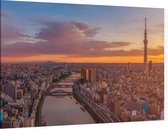 Kleurrijke scene van de skyline van Tokio bij zonsopkomst - Foto op Canvas - 90 x 60 cm