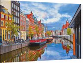 Kleurrijk beeld van het Amsterlkanaal in Amsterdam  - Foto op Canvas - 45 x 30 cm