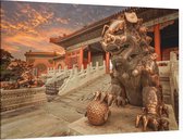 Bronzen leeuw in de Verboden Stad van Beijing in China - Foto op Canvas - 45 x 30 cm