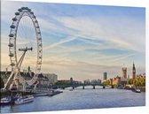 Uitzicht op de London Eye langs de Theems in Londen - Foto op Canvas - 45 x 30 cm