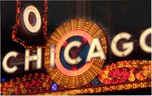 Neon letters van het wereldberoemde Chicago Theatre - Foto op Forex - 45 x 30 cm
