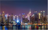 Indrukwekkende skyline van New York in neon verlichting - Foto op Forex - 120 x 80 cm