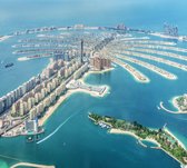 Luchtfoto van Dubai Palm Jumeirah Island in de Emiraten - Fotobehang (in banen) - 350 x 260 cm