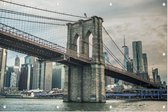 De beroemde brug tussen Brooklyn en Manhattan in New York - Foto op Tuinposter - 90 x 60 cm