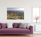 Zicht op downtown Los Angeles vanaf het Hollywood Sign - Foto op Textielposter - 120 x 80 cm