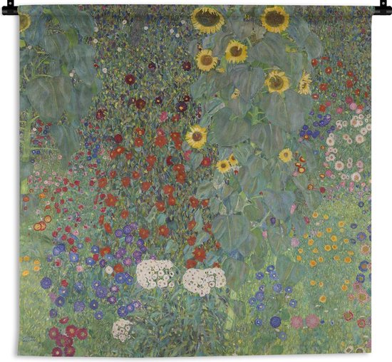 Wandkleed - Wanddoek - Country garden with sunflowers - Gustav Klimt - 90x90 cm - Wandtapijt