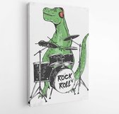 Rock star dinosaurus illustratie voor kid t-shirt en ander gebruik - Modern Art Canvas - Verticaal - 641585788 - 80*60 Vertical