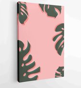 Botanische muur kunst vector set. Earth tone boho gebladerte lijntekeningen tekenen met abstracte vorm. 1 - Moderne schilderijen – Verticaal – 1870947430 - 50*40 Vertical