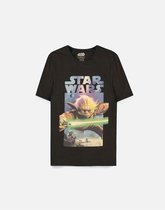 Star Wars Vintage Poster Yoda T-Shirt  Zwart/Blauw - Officiële Merchandise
