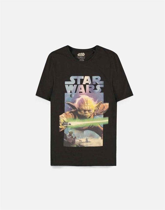 Star Wars Vintage Poster Yoda T-Shirt Zwart/ Blauw - Merchandise Officielle