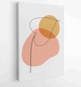 Gebladerte lijntekeningen met abstracte vorm. Abstract Plant Art-ontwerp voor print, omslag, behang, minimale en natuurlijke kunst aan de muur. 1 - Moderne schilderijen – Verticaal