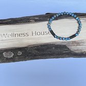 Wellness-House | Armband Hematiet Blauwe Malachiet | Natuurstenen Armband | Hematiet | Blauwe Malachiet | 6mm Kralen | Vriendschapsarmband | Polsmaat tot 17,5 cm | Evenwichtig | Aardend | Stoer | Zen