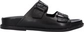 Tango | Hazel 1-a black leather footbed sandal - black sole | Maat: 38