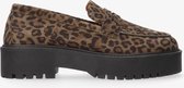 Tango | Bee chunky 40-ah khaki suede leopard loafer - black sole | Maat: 37