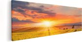 Artaza Canvas Schilderij Zonsopgang Op Het Maïsveld - 120x40 - Groot - Foto Op Canvas - Canvas Print