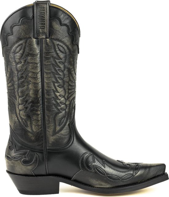 Mayura Boots 1927 Zwart/ Spitse Cowboy Western Dames Heren Laarzen Schuine Hak Two Tone Echt Leer Maat EU 46