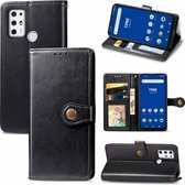 Voor Tone E21 Effen Kleur Lederen Gesp Telefoon Case Met Lanyard & Fotolijst & Kaartsleuf & Portemonnee & Stand Functie (Zwart)