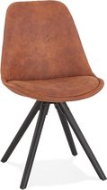 Alterego Comfortabele stoel 'HARRY' in bruine microfiber en zwarte poten