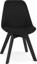 Alterego Moderne 'WILLY' stoel van zwarte stof en hout