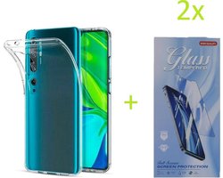 Hoesje Geschikt voor: Xiaomi Mi 10T Lite 5G / Redmi Note 9 Pro 5G Transparant TPU Silicone Soft Case + 2X Tempered Glass Screenprotector