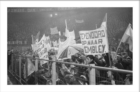 Walljar - Feyenoord - Reims '63 - Muurdecoratie - Feyenoord Voetbal - Feyenoord Artikelen - Rotterdam - Feyenoord Poster - Voetbal - Feyenoord elftal - De Kuip - Rotterdam Poster - Feyenoord Supporters - Canvas schilderij