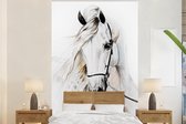 Behang kinderkamer - Fotobehang Paard - Waterverf - Dieren - Wit - Breedte 160 cm x hoogte 240 cm - Kinderbehang