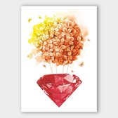 Poster Flower Diamond Ruby - Papier - Meerdere Afmetingen & Prijzen | Wanddecoratie - Interieur - Art - Wonen - Schilderij - Kunst