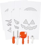 3x stuks pompoen gereedschap setjes 5-delig inclusief sjablonen - Halloween pompoenen uithollen