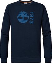 Timberland heren sweater met ronde hals. Gemaakt van 60% biologisch katoen en 40% lyocell. Verdikt logoprint op de borst. - Donkerblauw - Maat S