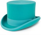 Hoge hoed turquoise steampunk tophat - maat 59 60 61 heren dames blauw