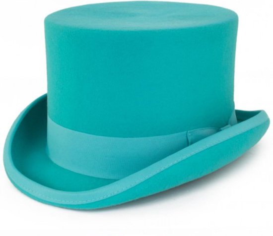 markeerstift munt Syndicaat Hoge hoed turquoise steampunk tophat - maat 59 60 61 heren dames blauw |  bol.com