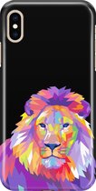 Apple iPhone XS Max Telefoonhoesje - Premium Hardcase Hoesje - Dun en stevig plastic - Met Dierenprint - Leeuw - Roze