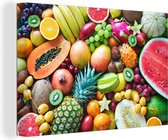 Toile Peinture Fruit - Ananas - Tropical - 120x80 cm - Décoration murale