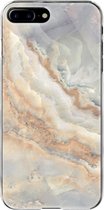 Apple iPhone 7 Plus Telefoonhoesje - Transparant Siliconenhoesje - Flexibel - Met Marmerprint - Marmer - Goud