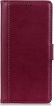 Shop4 - Oppo A74 5G Hoesje - Wallet Case met Pasjeshouder Grain Rood