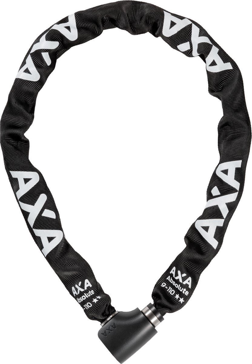 AXA Absolute 9 Kettingslot - ART 2 Slot voor Fietsen - Extra Dikke Schakels - 110 cm - 9 mm - Zwart - Ook voor Fatbike! - Axa