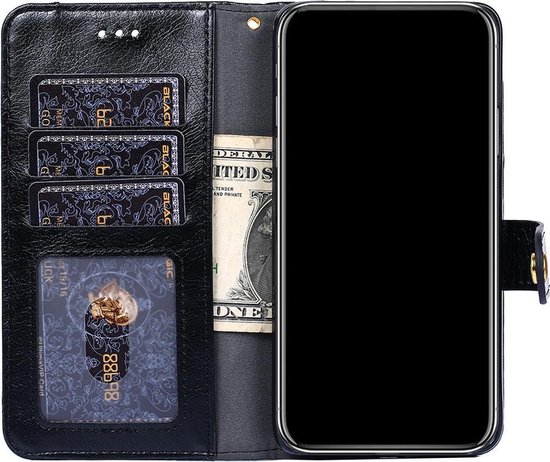 Book Case Cover Samsung Galaxy S21 FE avec Cordon - Cuir PU - Portefeuille - Porte-Cartes - Samsung Galaxy S21 FE - Zwart