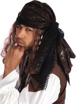 bandana piraat polyester bruin/zwart one-size