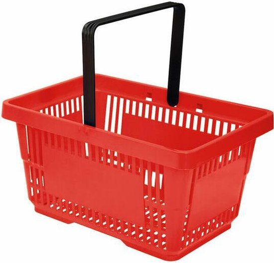 Winkelmandje 20 Liter Rood 1 Handgreep 10 Stuks Bol