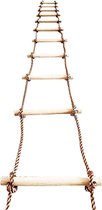 Best4u Outdooraccessoire - Klimtouwladder voor kinderen | Boomladder Speeltoestellen | Houten ladder Slack-line met karabijnhaken | Schommeltouwladder | Kinderen klimspeelgoed voor schommelwe