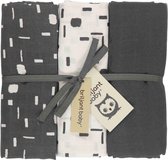 Briljant Baby Inbakerdoek Swaddle Hydrofiel 120 x 120 - Art - Dark Grey - 3 Stuks